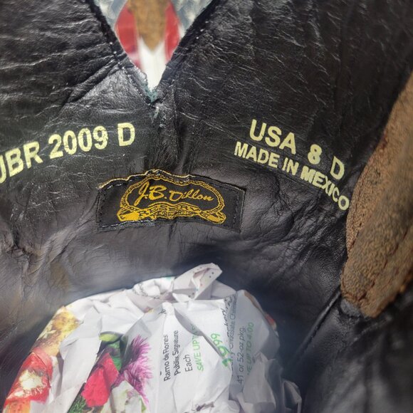 JB Dillon Men’s 8 D Square Toe Distressed American Flag Patriotic Cowboy Boots - Picture 10 of 12